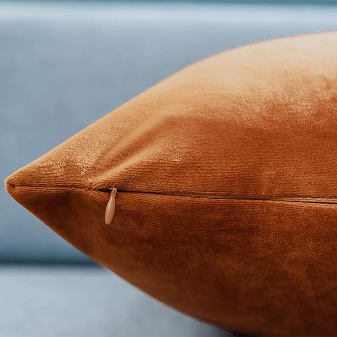 JUSPURBET 22x22 Decorative Velvet Throw Pillow Covers Set of 2,Rust