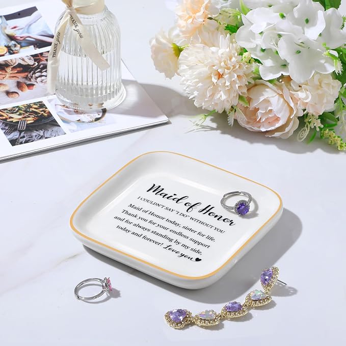 Maid of Honor Sister Ring Dish Trinket Tray Wedding Bridal Shower Gift