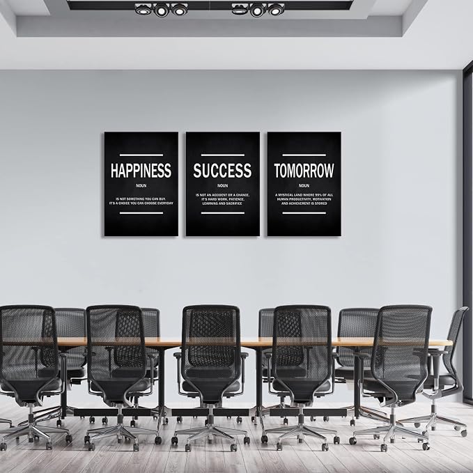 KAWAHONE Success Quotes Wall Art, Motivational Entrepreneur Tomorrow Poster Inspirational Happiness Wall Hanging Picture Decor for Home Office Workplace Gift for Business Leadership Men Women Ready to