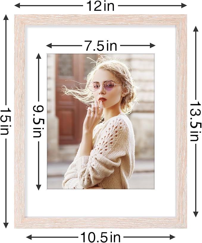Vittanly 11x14 Picture Frames Set of 9 for Wall Mounting, Rustic Pink | Display Pictures 8x10 with Mat or 11x14 without Mat, Engineered Wood with Shatter Resistant Plexiglass, Gallery Photo Frames