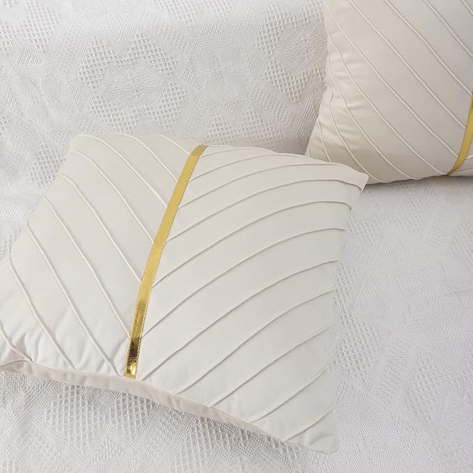Velvet Throw Pillow Covers 16x16 inch Pack of 2 Gold Decor Beige
