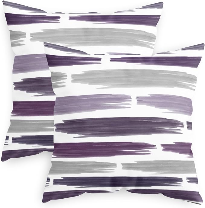 CaliTime Throw Pillow Cases Pack of 2 Cozy Fleece Abstract Geometric Texture Decorative Cushion Covers for Couch Bed Sofa Farmhouse Decoration 18 X 18 Inches Deep Purple
