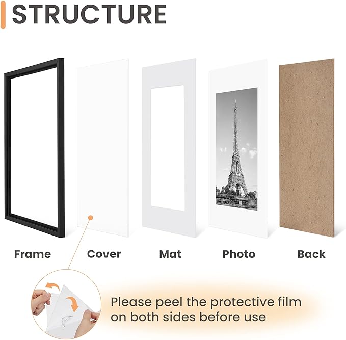 upsimples 18x24 Picture Frame, Gallery Wall Frames Set of 5, Black | Poster Frame Collage Wall Decor, 16x20 Picture Frame with Mat for Family, Baby, Hallway, Christmas
