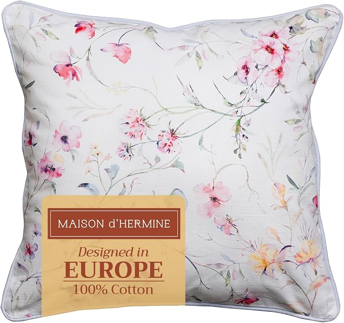 Maison d' Hermine Throw Pillow Covers 100% Cotton (20" x 20" - Pack of 1)