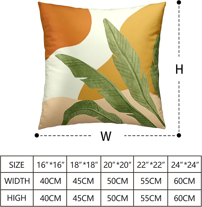 Tropical Leaves Throw Pillow Covers Boho Abstract Pillow Covers Palm Leaf Decorative Square Pillow Case 24x24 for Home Decor Living Room Couch 2 Pack