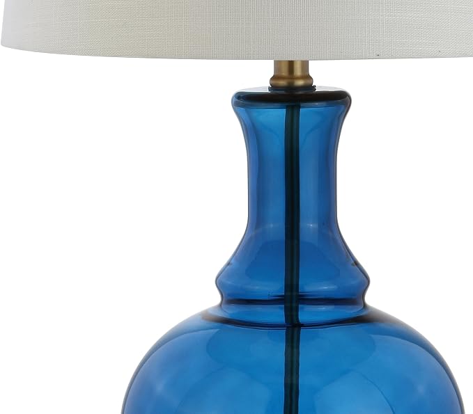 JONATHAN Y Lavelle 25" Glass Lamp, Cobalt Blue/Brass Gold, Set of 2