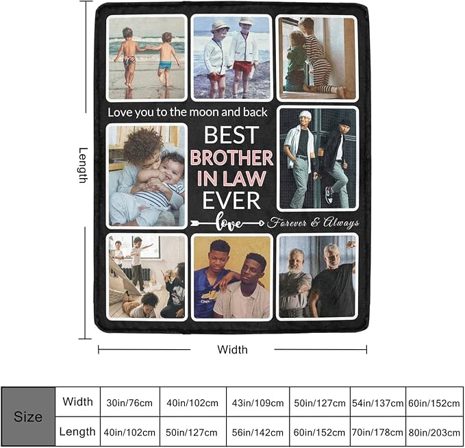 Customized Blanket with Photo, Make a Personalized Blankets with Picture Customizable Memories Souvenir Throws Blanket Gift for Best Brother Ever, Forever & Always, 8 Collage Made in USA