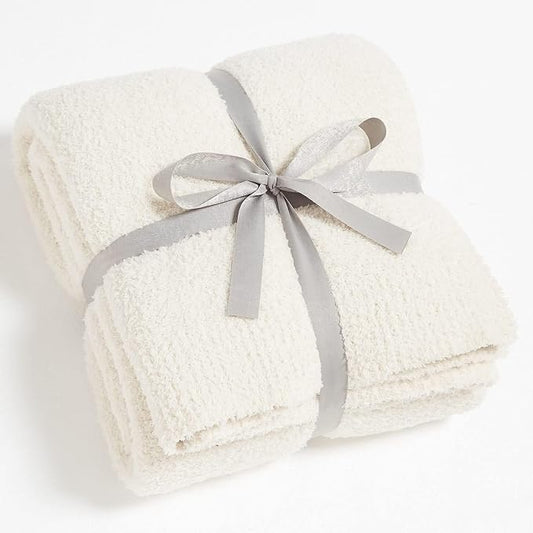 CYMULA Kids Blanket for Boys Girls 30x40 inches, Soft Cozy Fuzzy Swaddle Throw Blanket for Crib Stroller, White