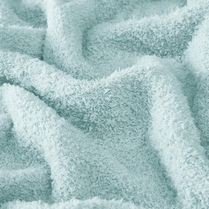 CYMULA Knit Throw Blanket for Couch Sky Blue - Super Soft Lightweight Plush Fuzzy Fluffy Cozy Blankets and Throws for Sofa Bed, 50 x 60 inches
