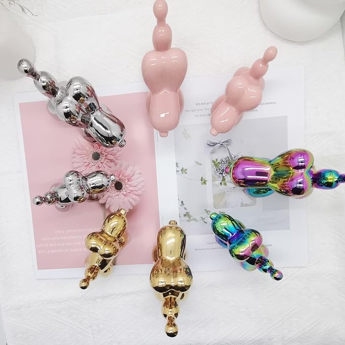 Ceramic Gold Balloon Dog Decor,Balloon Animal Statue(Medium)