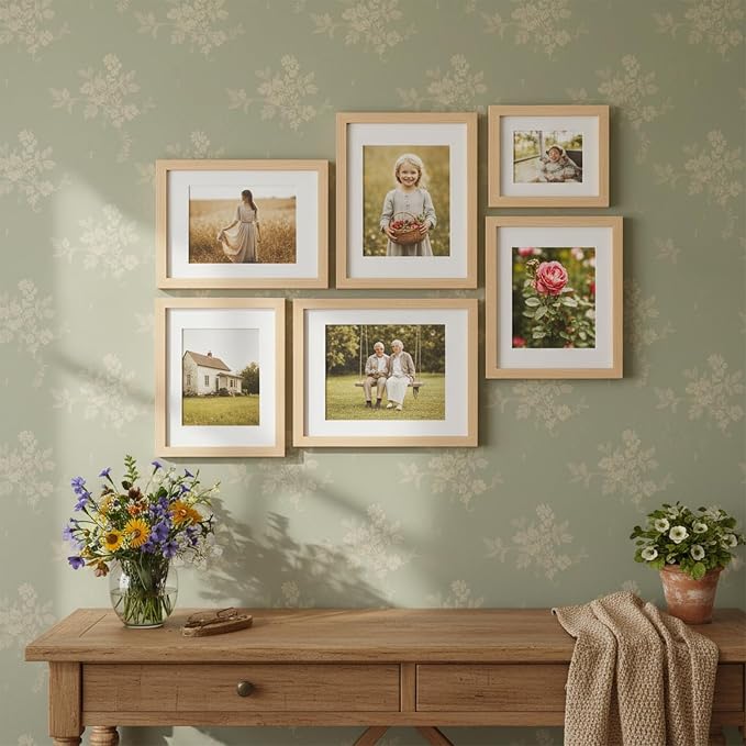 12x16 Picture Frame-Natural Oak,9x12 Mat,Tempered Glass,Engineered Wood
