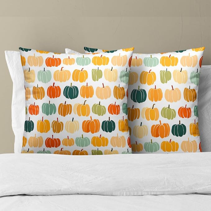 Fall Pumpkin Throw Pillow Cover 24X24 Inch Set of 2 Autumn Orange Pumpkin Outdoor Pillow Cases Colorful Autumn Thanksgiving Harvest Farmhouse Square Cushion Cover For Sofa Couch Porch Patio Home Decor