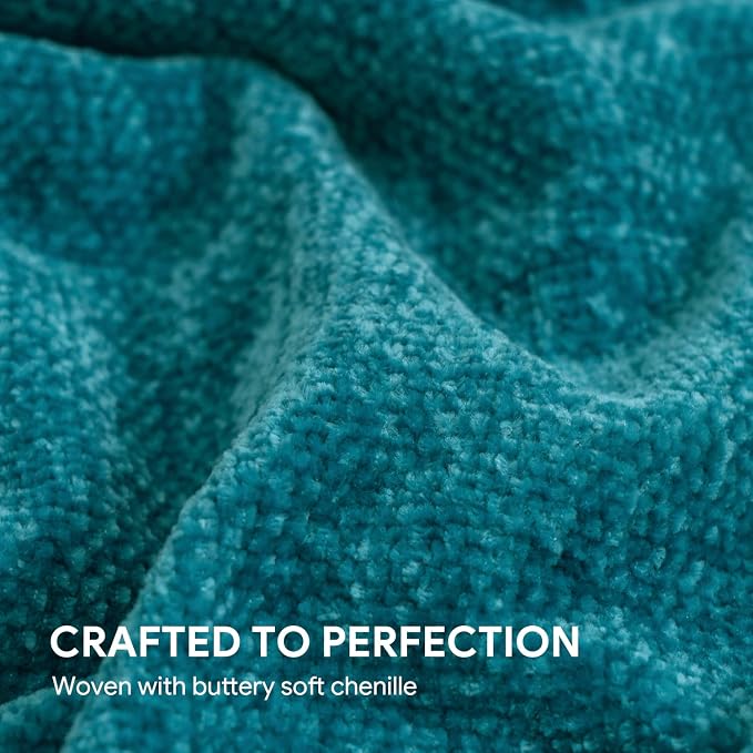 RECYCO Chenille Throw Blanket for Couch, 60"x80", Teal | Super Soft Knit Throw Blanket with Fringe Tassels, Lightweight Knitted Throw, Cozy, Ideal for Sofa Chair Bed Living Room Gift