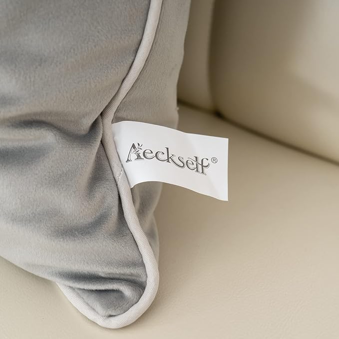 Aeckself Farmhouse Throw Pillow Cover 20 x 20 Inch, Velvet Embroidery Leaves Square Pillow Cover Luxury Modern Decorative Pillowcase for Couch Living Room Bedroom, Gray White