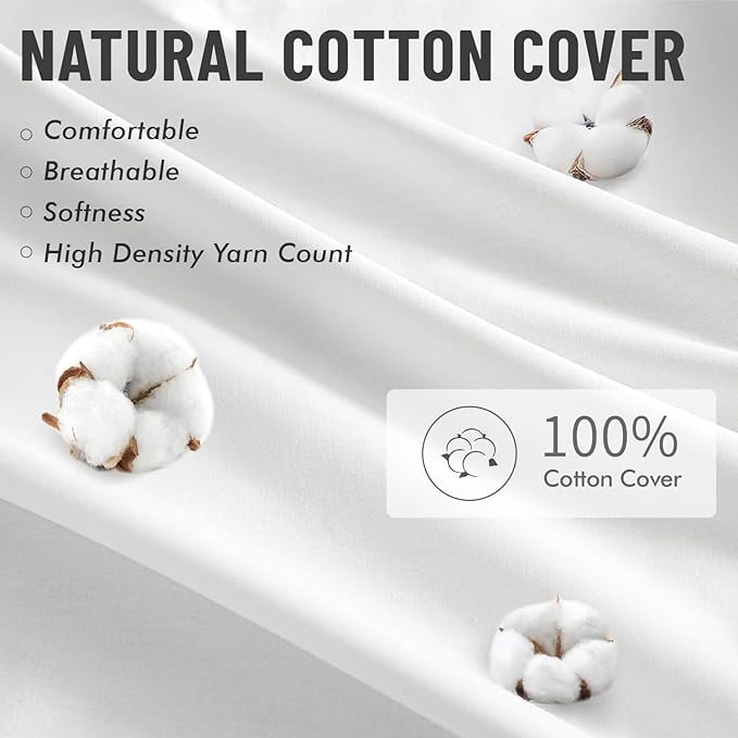 MIULEE 12x12 Inch Pillow Inserts Pack of 4-100% Cotton Cover | White Throw Pillow with 100% Virgin Microfiber for Bed Sofa Couch Living Room, All-Season Decorative Back Support