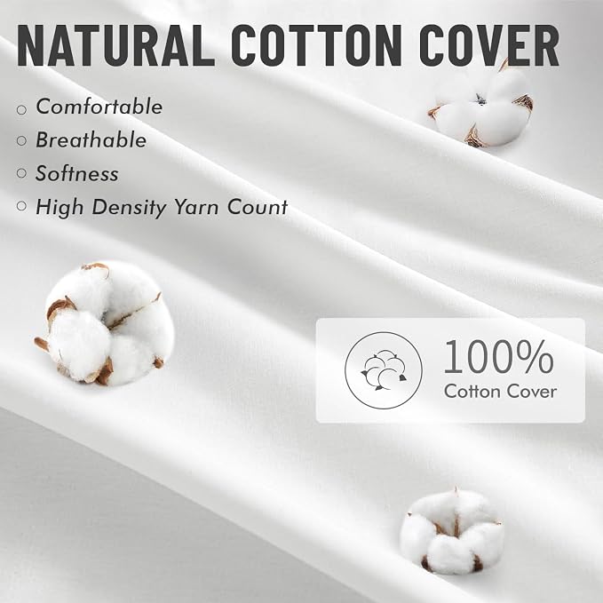 MIULEE 26x26 Inch Pillow Inserts Pack of 4-100% Cotton Cover | White Throw Pillow with 100% Virgin Microfiber for Bed Sofa Couch Living Room, All-Season Decorative Back Support