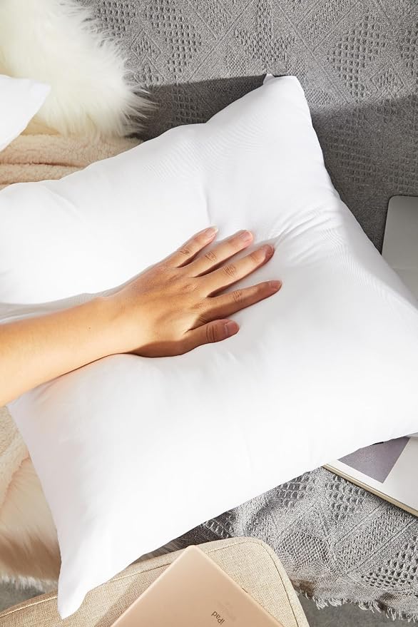 18x18 Throw Pillow Inserts 2-Pack for Sofa, Polyester Fill | 100% virgin fiber; Soft and fluffy; Maintains fullness; Low allergen; Machine washable; For accent chairs and bed