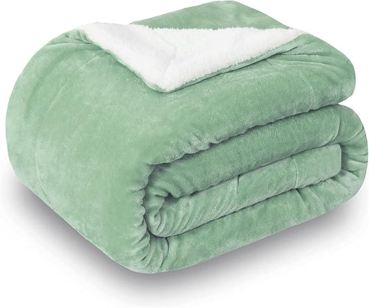 SOCHOW Sherpa Fleece Throw Blanket, Celadon, 50x60 inches | Double-Sided Super Soft Luxurious Plush Blanket Throw Size