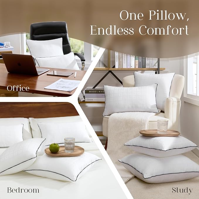 Phantoscope 18x18 Pillow Inserts, Decorative Throw Pillow Inserts with 100% Cotton Cover, Virgin Fiber Pillow Sham Stuffer, Square Couch Cushion Pillows, Pack of 2, 18x18 Inch