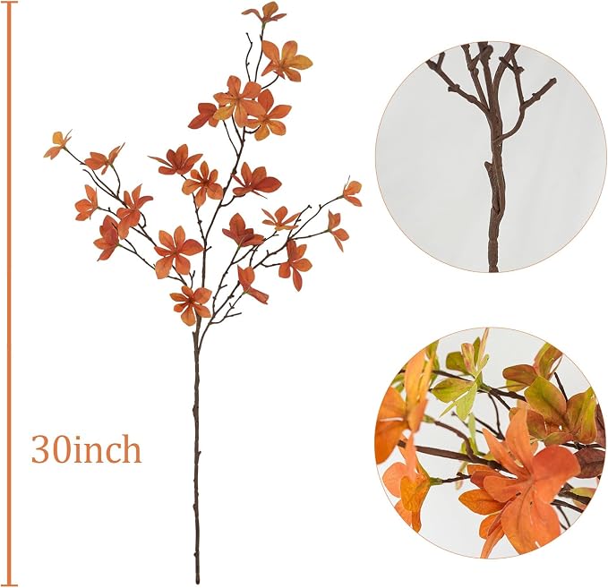6 Pcs Fall Faux Greenery Stems, Artificial Fall Stem Branches Autumn Leaves with Stems Faux Fall Plants for Vase Home Festival Centerpieces Thanksgiving Fall Decor