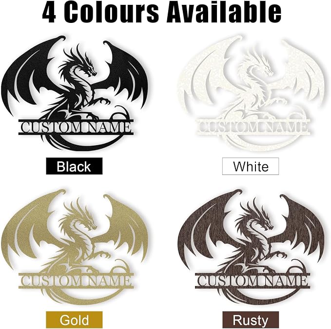 Dyoart Custom Metal Dragon Wall Art, Personalized Dragons Metal Signs | Black Western Metal Dragon Wall Decor, Evil Dragons Signs Gifts, Last Name Signs for Home Outdoor Decor, Housewarming Gifts