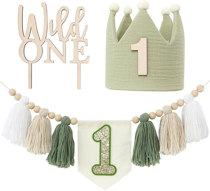 Wild One Decorations Boy 1st Birthday Highchair Banner 1 Year Old Birthday