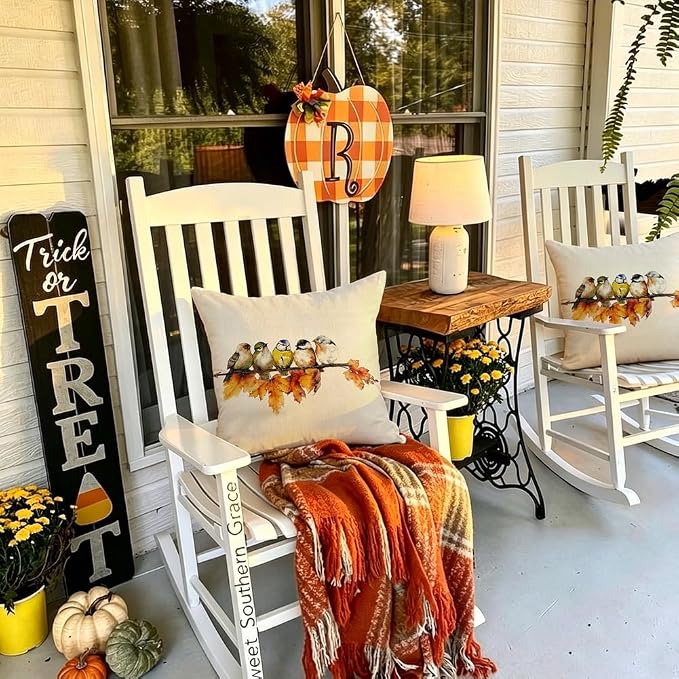RABUSOFA Fall Outdoor Pillow Covers 18x18 Inch Waterproof Outdoor Thanksgiving Maple Leaf Decor Pillow Cases Polyester Fall Decoration for Home Couch