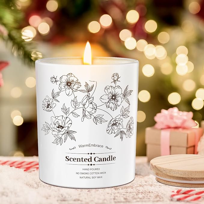 WarmEmbrace Deluxe Scented Candle for Women & Men, Vanilla Coconut, 9.2 Oz | Soy Wax Jar Candle, Up To 80 Hours Of Burn Time& A Reusable Ceramic-Style Jar For Home Decor Or Gifting