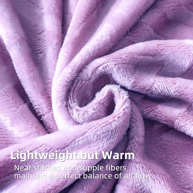 Whale Flotilla Flannel Fleece Bed Blanket Twin Size, Lilac | Lightweight Breathable Soft Bedspread, Plush Fluffy Coverlet Chevron Design Decorative Blanket for All Season, 60x80 Inch