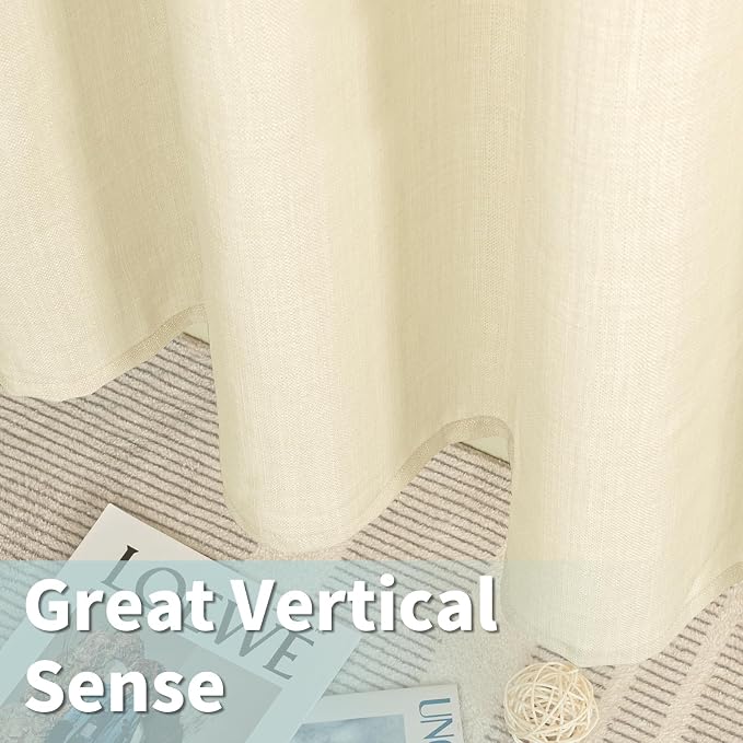 Beige Polyester Curtains 84 Inch Length for Living Room, Grommet Top Thick Light Filtering Drapes Privacy Boho Neutral Panels for Farmhouse/Bedroom, 2 Panels Set, 52 x 84 Inch, Light Beige | Light Filtering, Semi Sheer, Privacy Protected, Boho, Neutral...