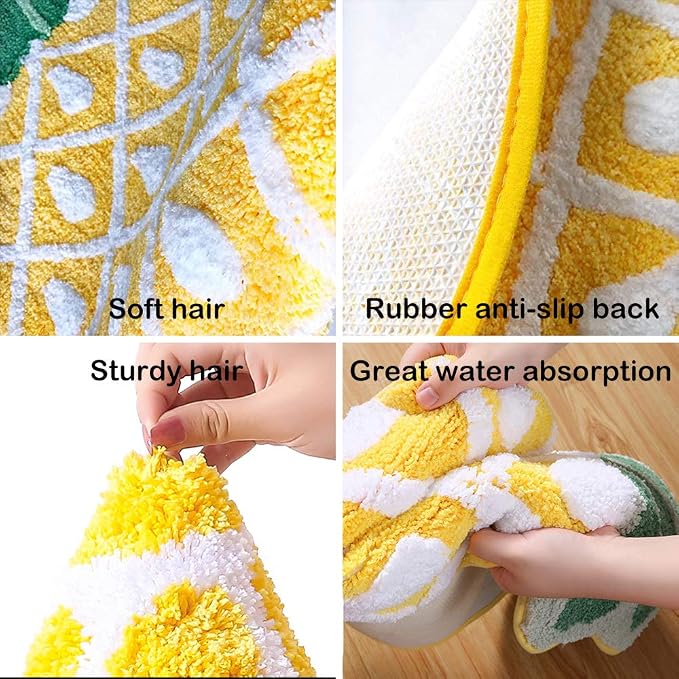 Pineapple Door Mat, Non-Slip Area Rug Cartoon Pineapple Welcome Rug for Home Decor Living Room Bedroom Bathroom Indoor Mat Washable Carpet, 32 x 20 inch