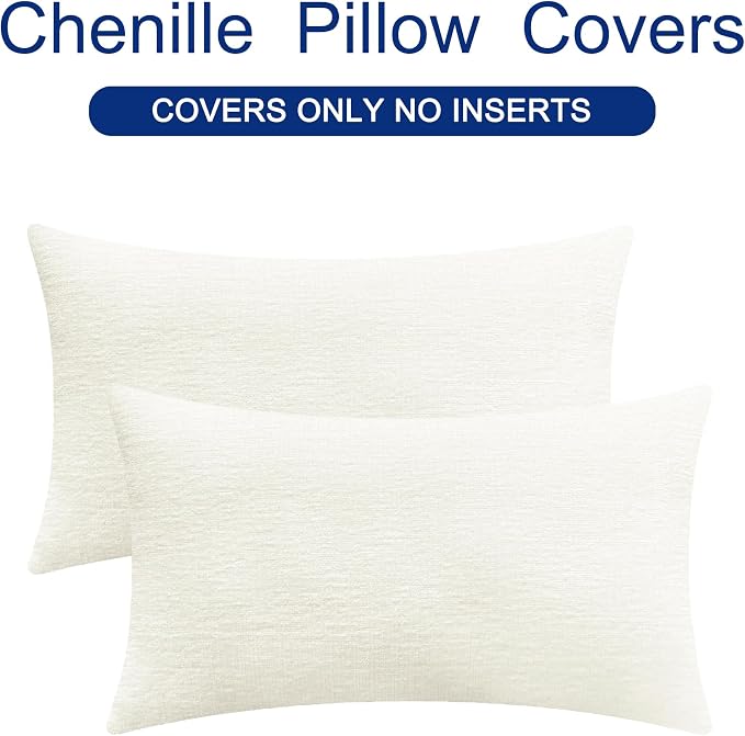 CaliTime Decorative Couch Throw Pillow Covers 20 X 12 Inches Cream