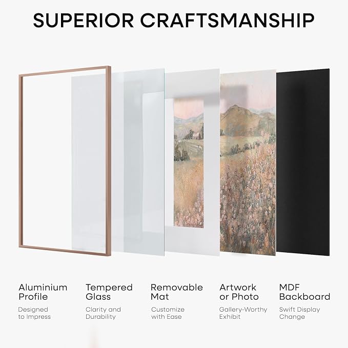Homeforia 22.375x34 Mocha Puzzle Poster Frame, High-End Metal, Glass