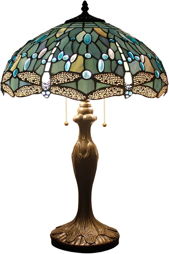 WERFACTORY Tiffany Lamp Stained Glass Bedside Table Lamp Desk Reading Light