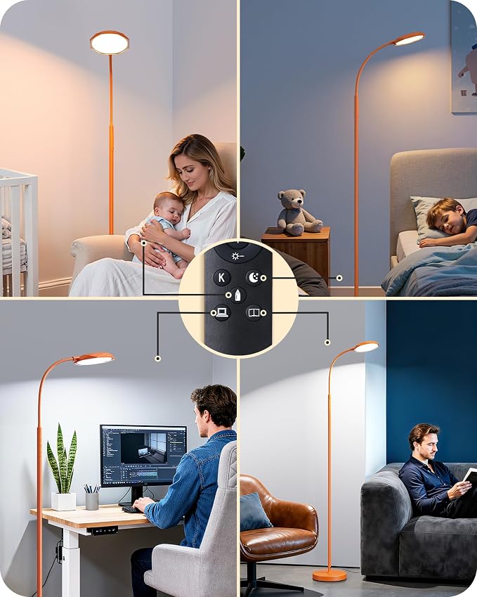 EDISHINE Modern LED Floor Lamp 1300LM Floor Lamps for Living Room Brown