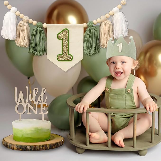 Wild One Decorations Boy 1st Birthday Highchair Banner 1 Year Old Birthday