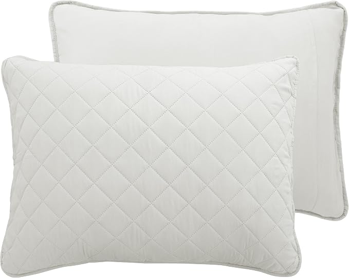 Easy-Going Reversible Quilt Set Full/Queen, Bedspread with 2 Shams | Ivory/Ivory, Lightweight Microfiber Bed Comforter, 1 Quilt + 2 Pillow Shams, All-Season Coverlets for Bedroom