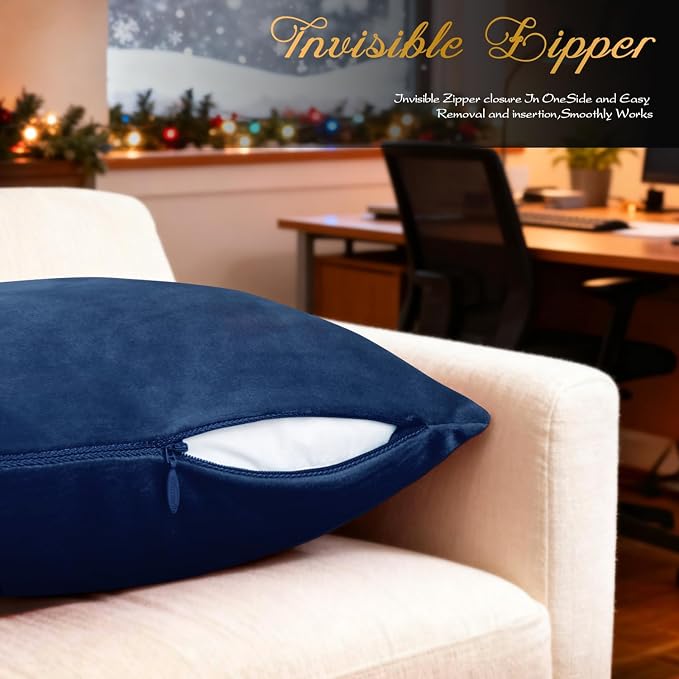 BRAWARM Christmas Pillow Cover 12 X 20 Inches, Navy Blue Christmas Tree Embroidered Lumbar Pillow Cover, Soft Velvet Decorative Throw Pillow for Couch Bed Sofa Living Room Home