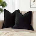 JUSPURBET Black Velvet Throw Pillow Covers 16x16 Inch Set of 2 with Soft Tassel Fringe Luxury Boho Pillowcase for Sofa Couch Bed Home Decor Machine Washable