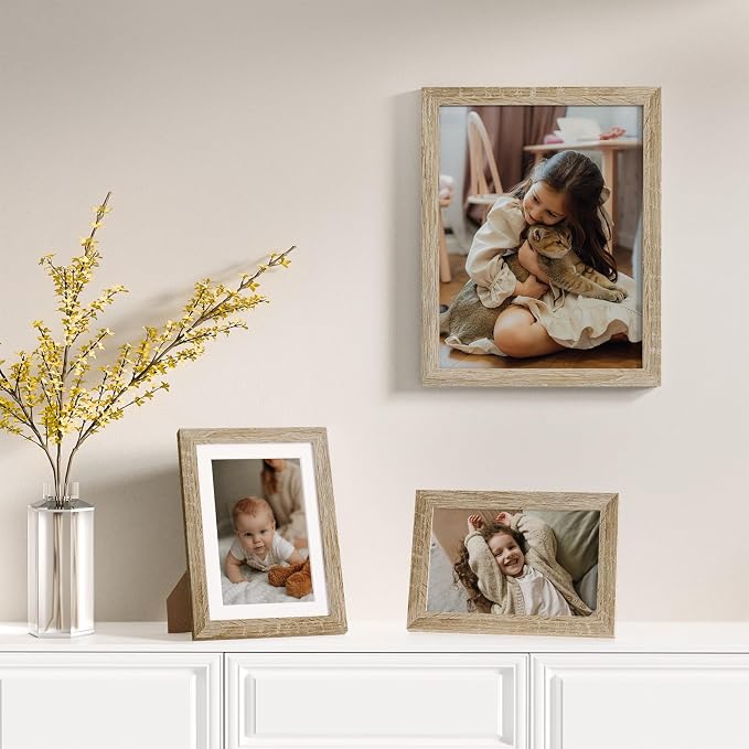 Vittanly 20 Pack Picture Frames Collage Wall Decor, Light Wood | Gallery Wall Frame Set for Wall or Tabletop Display, Multi Sizes Picture Frame Set: 4pcs 8x10, 8pcs 5x7, 8pcs 4x6, MDF Wood