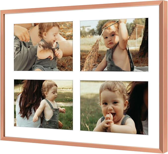 Golden State Art 12x16 Collage Frame for 4 5x7 Photos Rose Gold 2 Pack