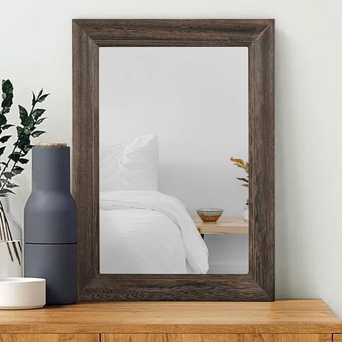 Retro Wall Mirror with Wood Frame Farmhouse Rectangle Hanging Mirrors Decorative for Bathroom Bedroom Living Room Dressing Room Entryway