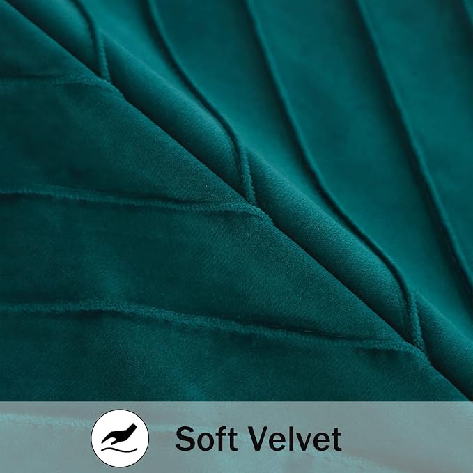 Velvet Throw Pillow Covers 26x26 Pack of 2 Gold Decor Peacock Blue