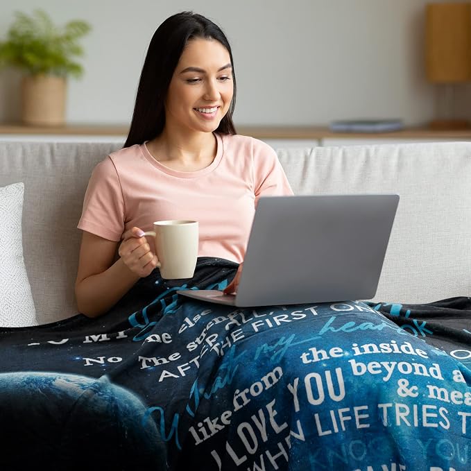 Givetoyou Gift for My Daughter Blanket from Mom as Birthday Present I Love You Letter to Her, Ultra-Soft Flannel Fleece Light Weight Bed Throw (60x50'', Daughter Gift)