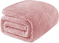 Exclusivo Mezcla Soft Fleece Blanket Twin Size for Bed, Sofa, Pink | 90"x66" Breathable Lightweight Flannel Blanket for Summer, Plush Cozy Jacquard Wave for Home Decor