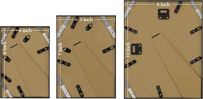eletecpro Aluminum Gallery Wall Frame Set of 15 with Glass Cover, Black | Including 3Pcs 8x10, 6Pcs 5x7, 6Pcs 4x6 Photo Frames, Multiple Sizes Picture Frames Collage Wall Decor or Tabletop Display