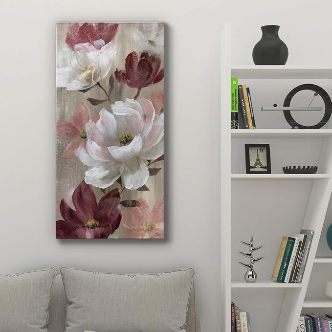 Renditions Gallery Canvas Flower Wall Art Home Glam Paintings & Prints Colorful Rose Garden Modern Romantic Botanical Wall Hanging Decorations for Bedroom Office Kitchen - 20"x40" LT43