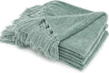 RECYCO Chenille Throw Blanket for Couch, 50"x60", Sage | Super Soft Knit Throw Blanket with Fringe Tassels, Lightweight Knitted Throw, Cozy, Ideal for Sofa Chair Bed Living Room Gift