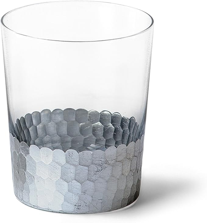 Hosley Argea Loral Flower Vase - Silver Glass Vase LED Lantern Candle Holder, 4.3 Inch High, Ideal Vases for Centerpieces, Wedding, Garden Party, Home Decor, Office, Spa, Aromatherapy