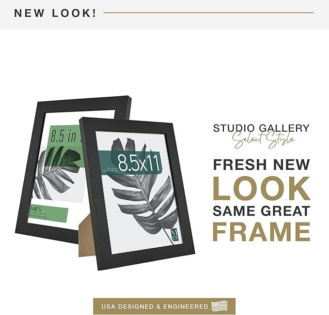 MCS Studio Gallery Picture Frame Black Woodgrain Engineered Wood, 8.5x11